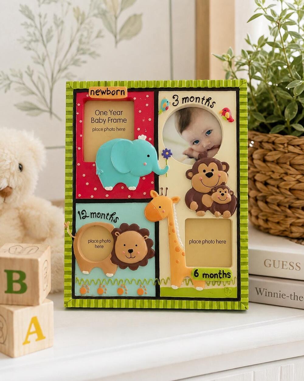 Fisher-Price Baby Milestone Photo Frame, Zoo Animals, First Year Keepsake